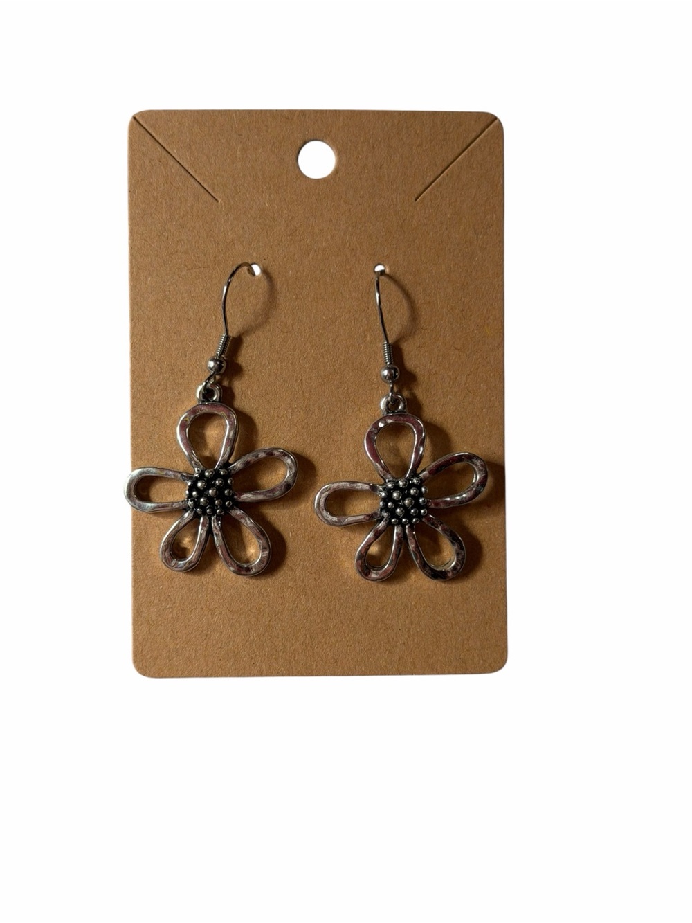 Silver Flower Drop Earrings - Women Jewelry